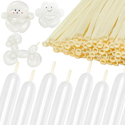 KAWKALSH 260 Clear Long Balloons for Animals, Thickening Skinny Latex Twisting for Arch Modeling Magic Clown Birthday Wedding Party Decorations 100pcs