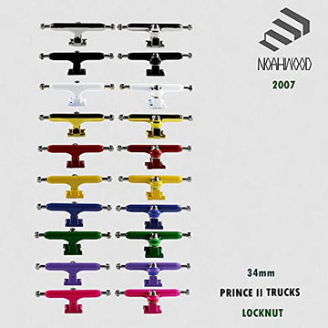 NOAHWOOD Fingerboards Parts Professional Prince II Trucks (34mm) + Update Self-Locking Nuts (Black)