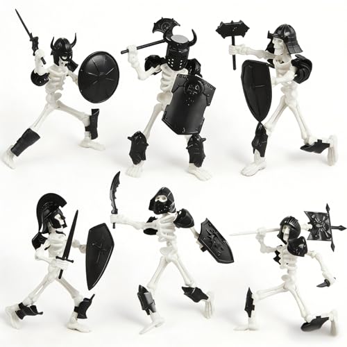 FortiTrust 6 Pack T13 Action Figure Set, Skeleton Action Figure Mini Skeletons for Halloween Decorations Dummy 13, Titan 13, Skeleton Toy