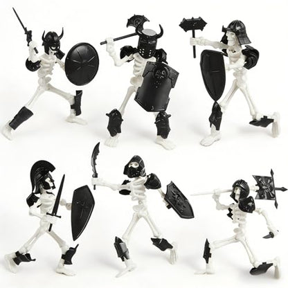 FortiTrust 6 Pack T13 Action Figure Set, Skeleton Action Figure Mini Skeletons for Halloween Decorations Dummy 13, Titan 13, Skeleton Toy