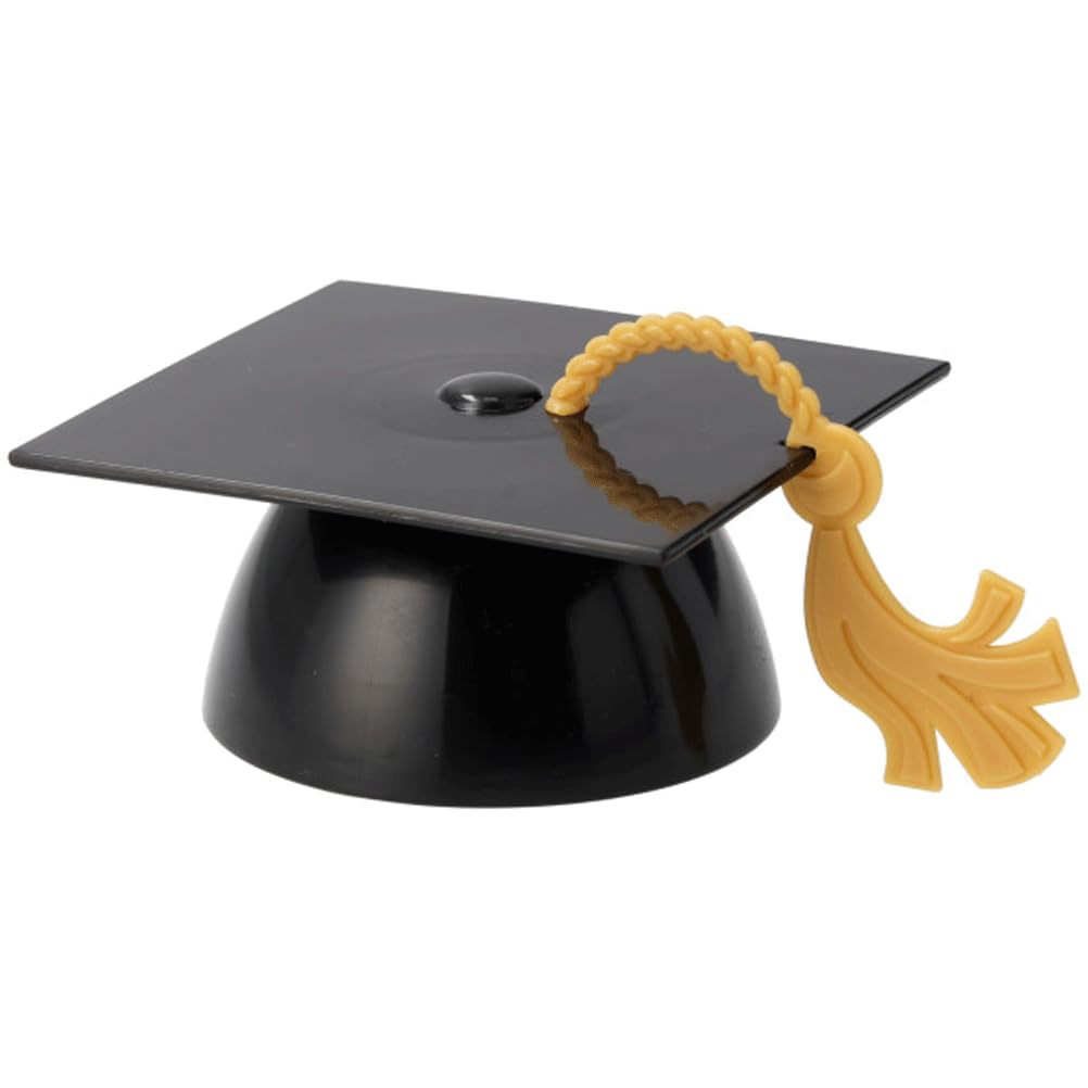 Grad Cap With Tassel Layon Mortarboard Graduation Hat CAKE Topper Layon, Size 3 inch (Black)