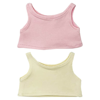 niannyyhouse 20cm Plush Doll Clothes Solid Color Vest Sleeveless T-Shirt Doll Dress Up (Beige+Pink, 20cm)