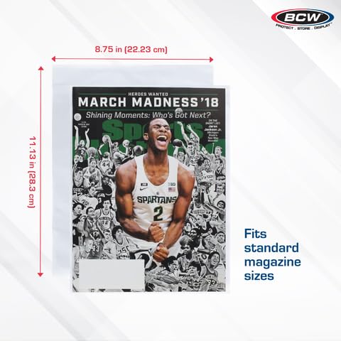 BCW Magazine Bags - 1 Pack of 100 | Acid-Free, Crystal Clear Polypropylene Sleeves for Archival-Quality Storage of Collectible Magazines | Protect and