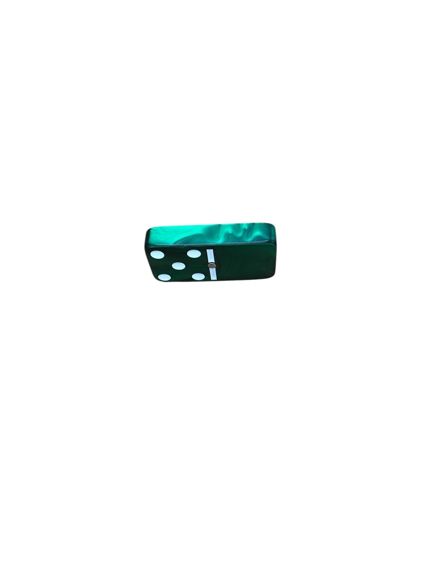 Marion Domino Double 6 Green Marbleized Tiles with Spinners, Jumbo Tournament Size in Black Elegant Velvet Bag