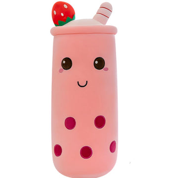 OPHRBU 16-Inch Pink Bubble Tea Plush Pillow Soft Stuffed Toy Gift