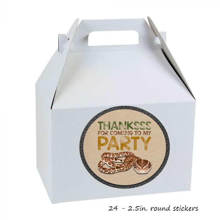 Silly Goose Gifts Thankssss Snake Reptile Themed Birthday Party Favor Stickers Supply Decorations Kraft (24 Included) Thank You for Coming