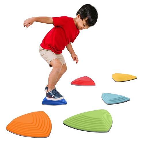 Kids Balance Stepping Stones (6 Pack), Non-Slip, Gross Motor Skills & Indoor/Outdoor Play, Jumping Stones Steps Stones, Obstacle Course Coordination