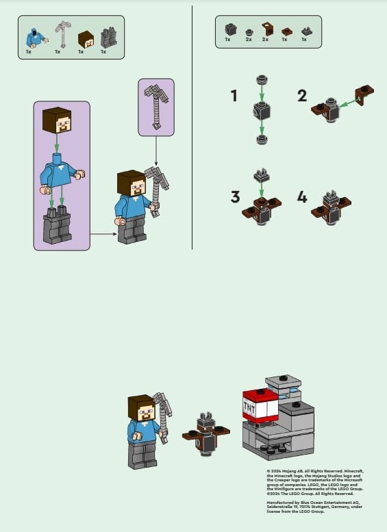 LEGO Minecraft: Steve Minifigure in the Diamond Mine with TNT - 6+