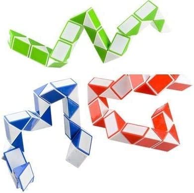 Fidget Sensory Stress Relief Twister Toys Pack of (4) with Genuine Tangle® Textured, Wood Fidget Puzzle, Shape Shifter Brain Teaser 12 Blocks