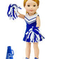 American Fashion World Blue Cheerleader Outfit for 14.5 Inch Dolls - Includes Dress, Underwear, Sneakers, Pom Poms & Megaphone