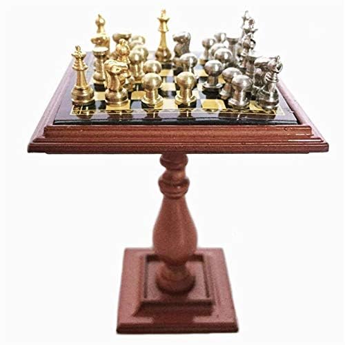 EatingBiting 1:12 Dollhouse Miniature Furniture Accessories Chess Table Magnet Chess Pieces for Mini Room Decoration