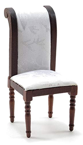 Classics by Handley Dollhouse Miniature Side Chair Walnut with White Fabric