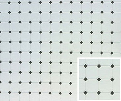 Dollhouse Miniature Diamond Tile Flooring in Black & White