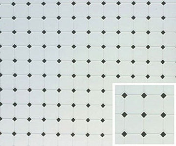 Dollhouse Miniature Diamond Tile Flooring in Black & White