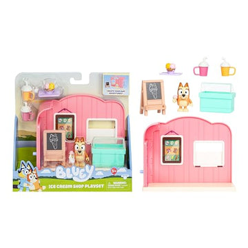 Bluey Ice Cream Shop Playset, Immersive Toy Ice Cream Set with Dessert-Themed Accessories and Articulated Bingo Figurine, Food Toys for Kids Ages 3+