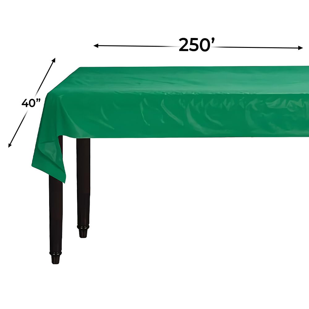 Amscan Festive Green Plastic Table Roll - 40" x 250' (1 Pc.) - Vibrant & Event Essential, Perfect for Parties, Weddings, & Special Occasions