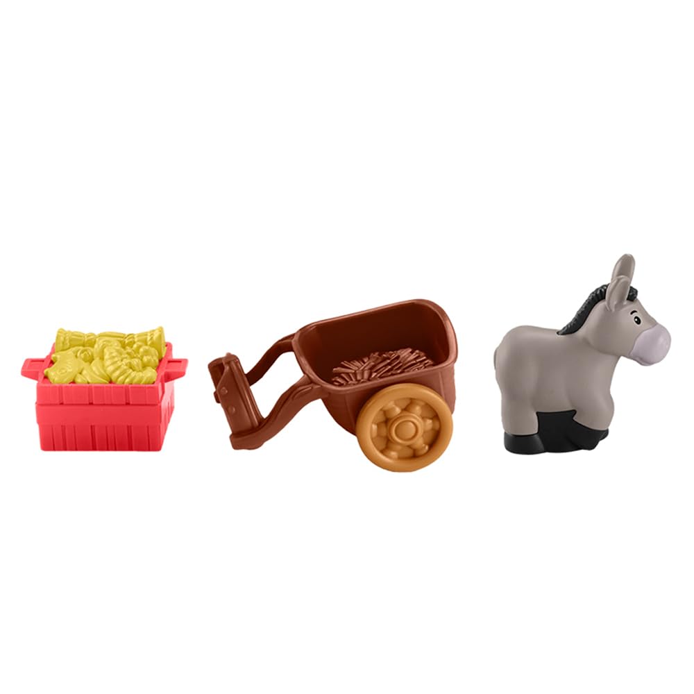Replacement Parts for Fisher-Price Little People Christmas Manger Scene Nativity Set - HMX70 ~ Gray Donkey Pulling Brown Cart with Basket of Food ~