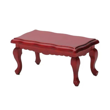 WLngtv 1:12 Scale Red Wooden Classic Coffee Table, Dollhouse Furniture, 9.1x4.4x14.2 cm