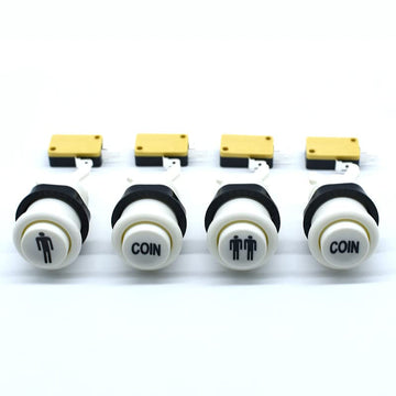 Arcity 4 Pcs/Lot Arcade Coin Button Game Start Push Button + 1P 2P Player Single Double Style Type American with Microswitch Jamma MAME Machine