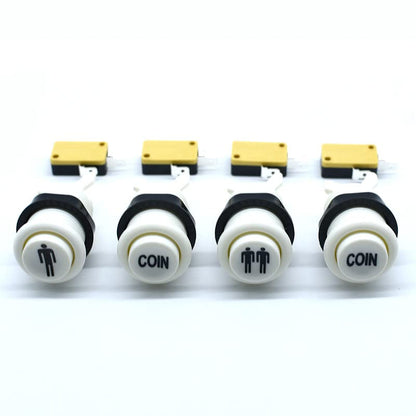 Arcity 4 Pcs/Lot Arcade Coin Button Game Start Push Button + 1P 2P Player Single Double Style Type American with Microswitch Jamma MAME Machine