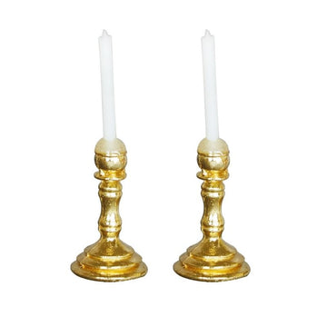 2Pcs Gold 1/12 Miniature Candle Holder Candlestick Dollhouse Accessories, Dollhouse Accessories Candlesticks Miniature Holder?0.4x0.4x1.1 inch?