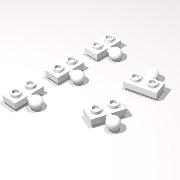 Classic Building Plate Bulk, 1x2 with Tow Ball on Side 200 Piece, Compatible with Lego Parts and Pieces:(Colour:White)