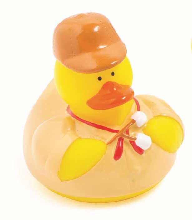 Fun Express Camping Rubber Ducks 12 Pack - Mini Ducks Party Favors for Kids Birthday | Bulk Toys Treasure Box Prizes for Classroom | Rubber Duckies