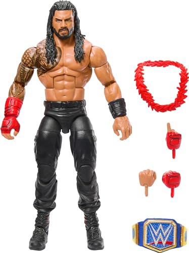 Mattel WWE Elite Collection Top Picks Action Figure & Accessories Set, Roman Reigns 6-inch Collectible with Swappable Hands, Ring Gear & 25