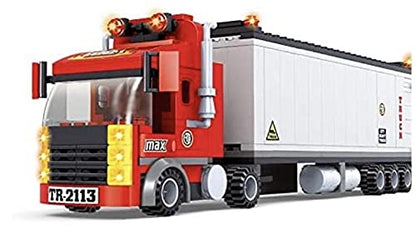 General Jim's Big Red Semi-Truck Building Blocks Truck Vehicle | Compatible with Lego and All Major Brick Building Brands