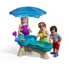 Step 2 Spill & Splash Seaway Water Table for Kids, Two-Tier Outdoor Kids Water Sensory Table with Umbrella, Ages 1.5+ Years Old, 11 Piece Water Toy