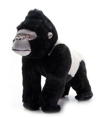 The Petting Zoo Silverback Gorilla Stuffed Animal Plushie, Gifts for Kids, Earth Keeperz Wildlife Animals, Zoologee Black Silverback Gorilla Plush