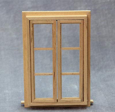 1:12 Scale Dollhouse Miniature Wood Window Frame Double Hung 6 Panel Glass Frames; Width 9.2cm, Height 13.5cm