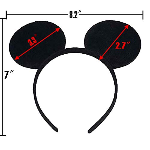 LEEMASING 24 Pack Mouse Costume Deluxe Fabric Ears Headband Birthday Hairs Accessories Baby Shower Headwear (Pink Black)