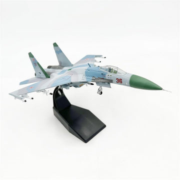 LATUROP 1/100 Scale Russia Fighter Jet Su-27 Model, Alloy Simulation Airplane, Metal Diecast Military Aircraft, 1987 Barents Sea Scalpel, Military