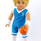 American Fashion World Boy’s Blue Basketball Uniform for 18-Inch Dolls | Accessories Included | Premium Quality & Trendy Design | Dolls Clothes |