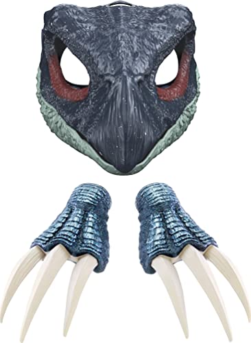 Mattel Jurassic World Dominion Therizinosaurus Dinosaur Costume Pack Featuring Claws and Mask with Roar Sounds, Gift for Dinosaur Role-Play