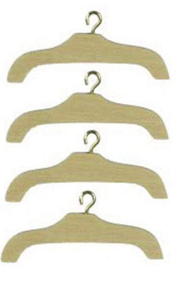 Dolls House Miniature 1:12 Bedroom Wardrobe Accessory 4 Wooden Coat Hangers