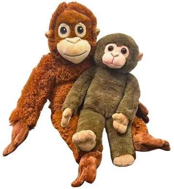 TQJOUJOU Punch Monkey Plush Toys, 2Pcs Baby Monkey & Orangutan Stuffed Animals, 26'' Cuddly Huggable Orangutan Plushies Doll, Gift for Kids and Adults