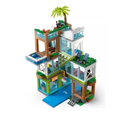 LEGO My City Apartment Building 60365 Toy Set with Connecting Three Floor Room Modules, Includes a Mobility Scooter, Bike and 6 Minifigures for