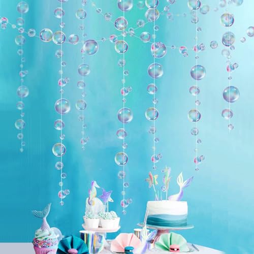 Decor365 Little Mermaid Party Decorations Purple Blue Bubble Garlands Hanging Bubbles Streamer Banner Backdrop Decor Ocean Theme Under The Sea Decor