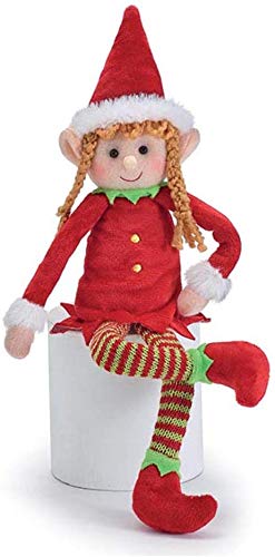 OULAIZ Posable Plush Elf Doll Elves Set of Boy Elf and Girl Elf with Bendable Arms and Legs Fun Christmas Decoration