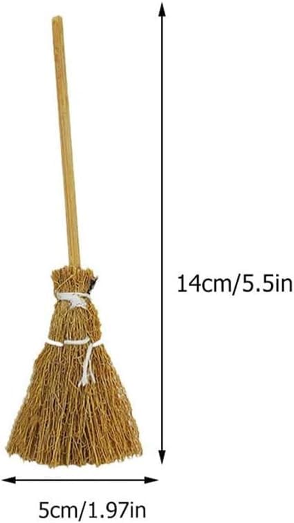 5Pcs Witch Broom, Miniature Broom Props Artificial Mini Broom Fairy Hopuse, Mini Straw Broom Fairy Micro Landscape Decoration Witch Broom Sweeping