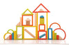 moderngenic 'Wonderland' Wooden Geometrical Building Blocks, 32 Piece Large Geometrical Rainbow Stacker, Stacking & Nesting Construction Toys