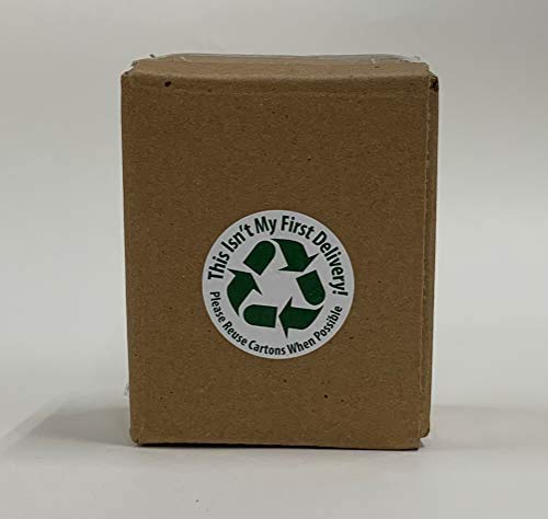 Becks Printing Recycle Box Sticker - Support The Reuse of Boxes -"This Isn't My First Delivery" (1 Roll of 100), Green/White (RS-1R-100)