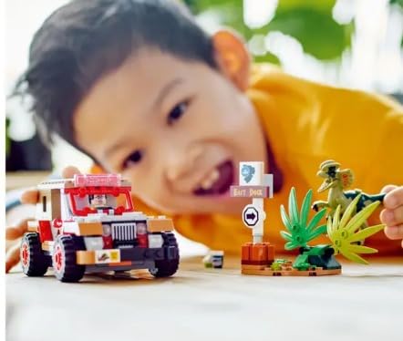 LEGO Jurassic Park Dilophosaurus Ambush 76958 Building Toy Set for Jurassic Park 30th Anniversary, Dinosaur Toy with Dino Figure and Jeep Car Toy