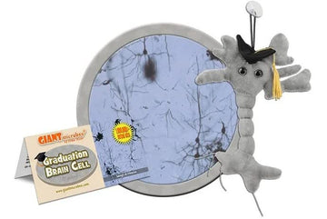 GIANTmicrobes Graduation Brain Cell Plush - Celebrate with our signature Brain Cell plush donning a graduation cap and tassel, Uniquely Fun Student