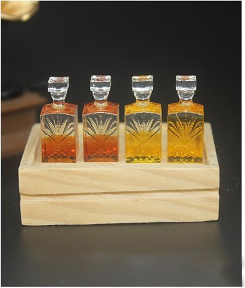 A Set of Exquisite Mini Whiskey Wine Bottle Bar Model,1:12 Scale Dollhouse Miniature Accessories,Verisimilitude Mini Whiskey Wine Decoration,Decor