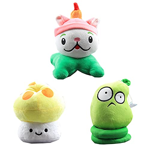 Laruokivi Plants Plush Toys Figures Doll Cattail & Happy Sunshroom & Spring Bean 3pcs Set Kids Gift