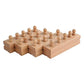 Adena Montessori Wooden Small Cylinders Block, Knobbed Cylinder Socket, Sensorial Educational Tools Preschool Early Learning Toys for Kids, Set of 4