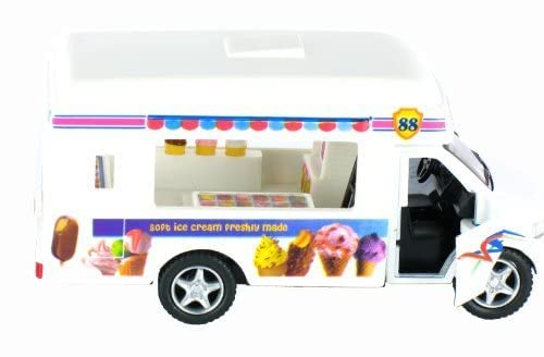 KiNSFUN Ice Cream Truck Die Cast Metal Toy w/Pullback Action
